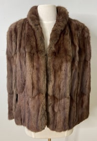 Vintage Brown Mink Fur Cloak Sleeveless brown mink fur shirt cloak. Some discoloration in lining.
