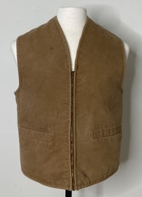 Carhartt Fleece Lined Vest Size Medium Light brown zip up vest by Carhartt with soft fleecy lining.