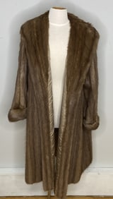 Vintage Full Length Fur Coat Dark brown mink fur coat. Label reads Flemington Fur Co. Est. 1912.