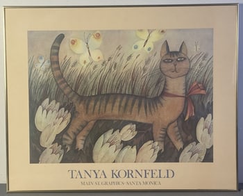 Tanya Kornfeld Framed Cat Print Print of a folk art style piece by the artist Tanya Kornfeld.