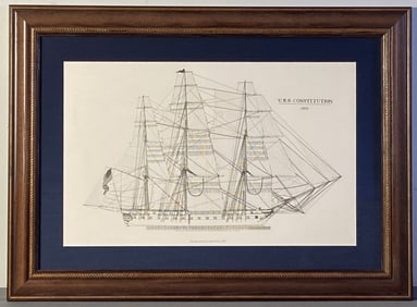 USS Constitution Charles Ware Sail Plan Print Framed print of the Charles Ware illustration of the