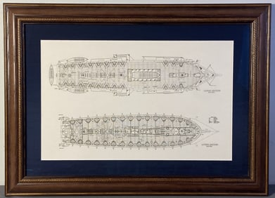 USS Frigate Tall Ship Building Plans Framed Construction plans for the USS Frigate, no signature or