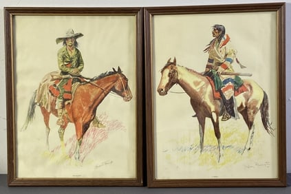 Frederik Remington Framed Prints Set of Two Old Ramon and A Breed by Frederik Remington. Some water