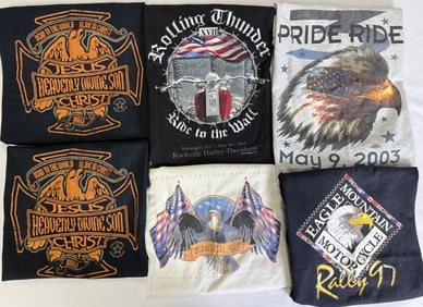 Motorcycle Interest T-Shirt Lot 6 shirts all size large see photos for measurements. Some staining