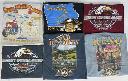 Harley Davidson Owners Group T-Shirt 90s Lot 6 shirts. Size Large. Please refer to photos for