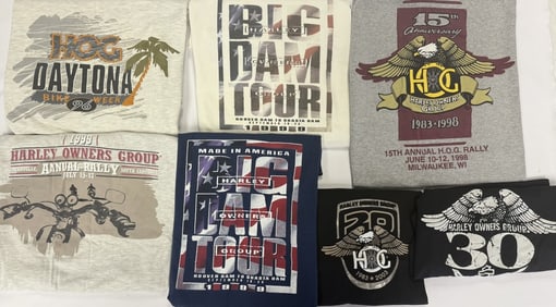 Harley Davidson Owners Group T-Shirt Lot 8 shirts. Size Large. Please refer to photos for