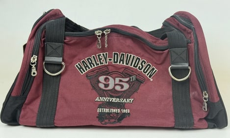 Harley Davidson 95th Anniversary Nylon Duffel Bag Unused with original shipping bag. Approximately