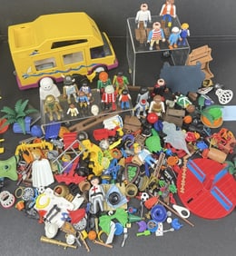 Vintage Playmobil Mixed Lot Many figures and small parts and pieces. Refer to photos for lot details