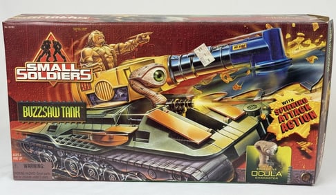 Vintage Small Soldiers Buzzsaw Tank Toy Ha been opened but appears unused. Box has been re-taped