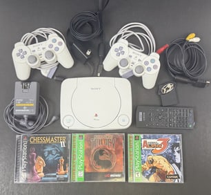 Sony PSone Lot Console Games Controllers Remote Powers on. Otherwise untested. See photos for all
