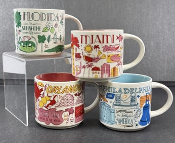 Starbucks Been There Series Mug Lot 4 mugs with boxes. Appear unused. 11x8x4 inches total