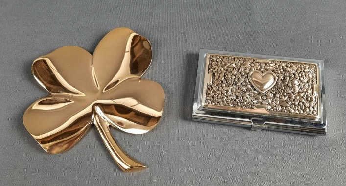 1984 Gerity 24K Gold Plated Four Leaf Clover Lot also includes Brighton Business Card (1 of 10)