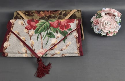 Ceramic Flower Bouquet & 2 Floral Table Runners Bouquet measures 6 x 5 inches tall. Runners are 67