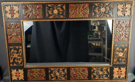 Large Decorative Ornate Mirror Measures 32" x 48". Please see images for details regarding the