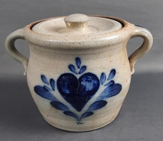 Vintage Rowe Pottery Salt Glaze Bean Pot Pot measures 6" tall and 6" in diameter. Please see images