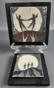 Painted Tiles on Wood
