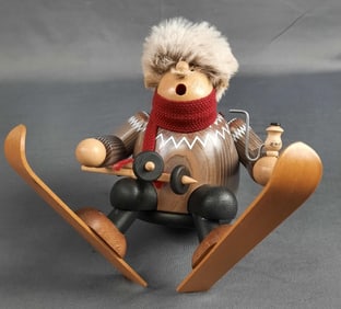 Vintage German Golf Incense Skier KWO Germany Figure measures 6"x5"x5"