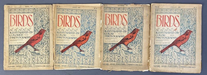 Antique Birds Magazines Set of Four Birds Magazine issues from March 1897, August 1897, September