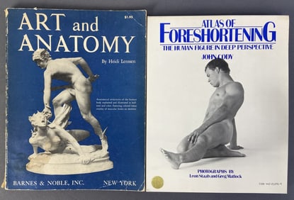 Vintage Anatomical Art Books Set of Two Atlas of Foreshortening by John Cody, photographs by Leon