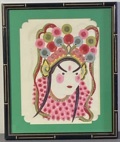 Jianzhi Chinese Opera Portrait in Frame Chinese paper cutting folk art depicting a character from