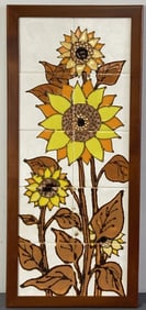 Sunflower Tile Wall Art Harris Strong Framed wall art of multiple tiles forming a bouquet of