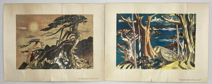 Millard Sheets Lithographs The Sea The Mountain Two lithographs of The Sea and The Mountain by