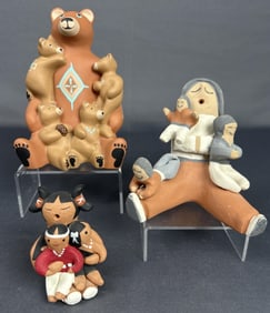 Cochiti Pueblo Pottery Story Teller Set of 3 Set of 3 Native American story teller pottery.