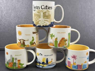 Starbucks You Are Here Mug Lot TX FL MD & MN Coffee cups from Texas, Minnesota, Maryland, and