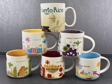 Starbucks You Are Here Mug Lot PR FL NV Mugs from Puerto Rico, Florida, and Nevada with original
