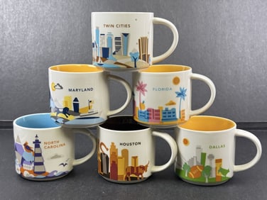 Starbucks You Are Here Mug Lot TX MN MD NC Coffee cups from Texas, Minnesota, Maryland, and North