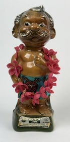 Vintage Jim Beam Hawaiian Menehune Decanter 1975 Hawaiian Open 10th anniversary United Airlines.