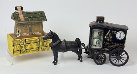 Vintage Jim Beam Cart Decanters San Francisco Flower Cart and 4th annual convention. 1970s. Flower