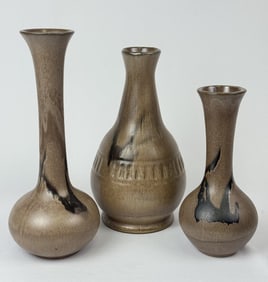Vintage Blue Mountain Pottery Vase Lot of Three Marked BMP Canada. No chips or cracks. 11 inches, 10