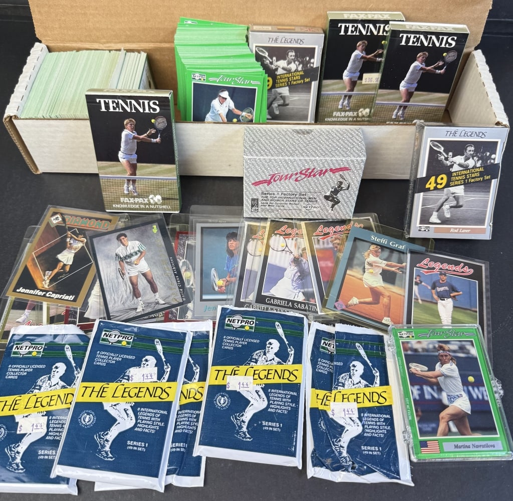 Tennis Trading Cards Mixed Lot 90s Some sealed boxes some sleeved cards and loose stacks see photos (1 of 5)