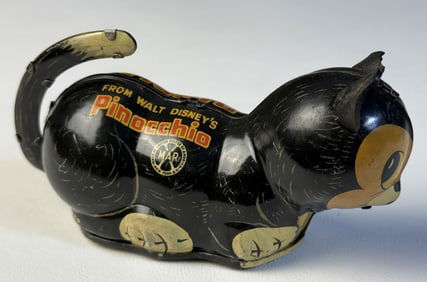 Vintage Marx Tin Toy Wind Up Figaro Disney From Pinocchio. Missing key. One ear damaged. 5 x 3 x 2