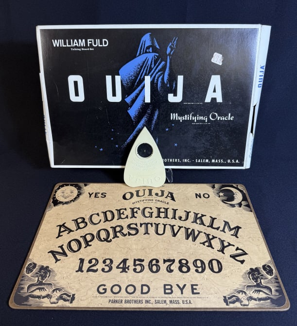 Vintage Ouija Board Mystifying Oracle 1960s Parker Brothers. Excellent condition. Includes original: Parker Brothers. Excellent condition. Includes original box measuring 18 x 12 x 1.5 inches. Box has some creasing and wrinkles.