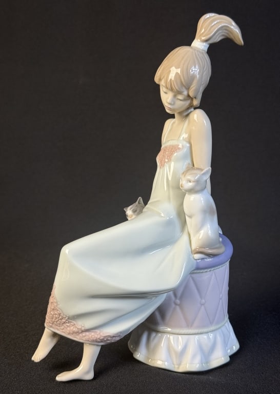 Lladro Porcelain Figurine 5443 Bedtime 10 inches tall by 6 inches long by 4 inches wide. Good: 10 inches tall by 6 inches long by 4 inches wide. Good condition free from chips or cracks.