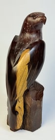 Vintage Hand-Carved Ironwood Eagle Falcon 12 inches tall by 5 inches wide. No broken pieces. See
