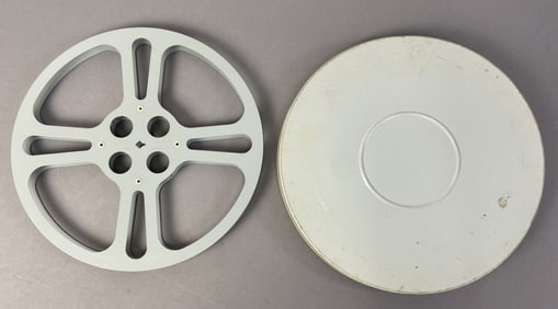 Tayloreel Aluminum Film Reel and Canister Empty reel and canister for 16 MM film. Reel is 14 inches
