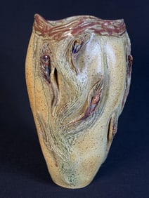 Caldwell-Hohl Artworks Stoneware & Glass Pot 12 inches tall by 6 inches wide. Includes