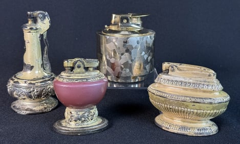 Vintage Ronson Table Lighter Lot 4 lighters untested. 2-4 inches tall. See photos for condition