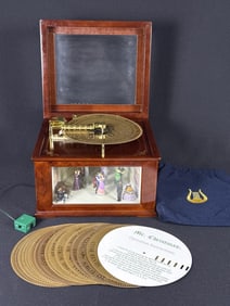 Mr. Christmas Holiday Symphonium Music Box With many disks. 7.5 x 8.5 x 9.5 inches.