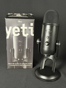 Blue Yeti Blackout USB Microphone In original box. Untested. Box measuring 10 x 6 x 5 inches.