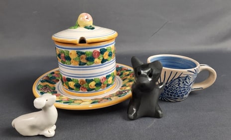 Collection of Pottery Inc Italian Plate measures 6" Small cup measures 2" tall