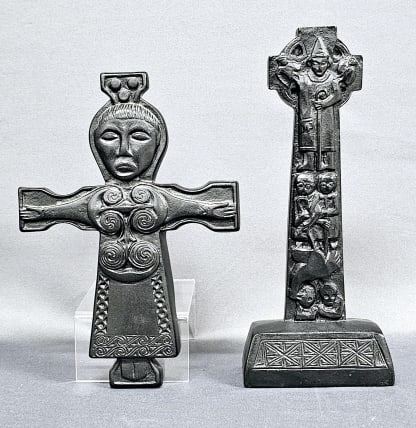 Irish Peat Robed Christ Cross & Celtic Cross Cross measures 9.5" Figure measures 8.: Cross measures 9.5" Figure measures 8.