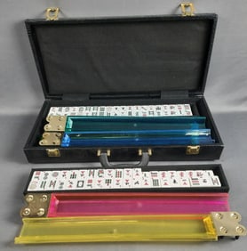 Mahjong Game Set & Faux Alligator Case Contents not all inspected. 152 tiles included. Case measures
