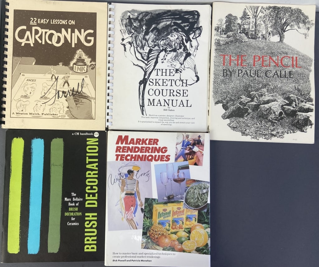 Vintage Drawing Books Set of Five Marked Rendering Techniques by Dick Powell and Patricia Monaghan. (1 of 15)