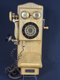 Bell Equipment Replica Antique Wall Phone Gettysburg model. Untested. 20 inches tall by 8 inches