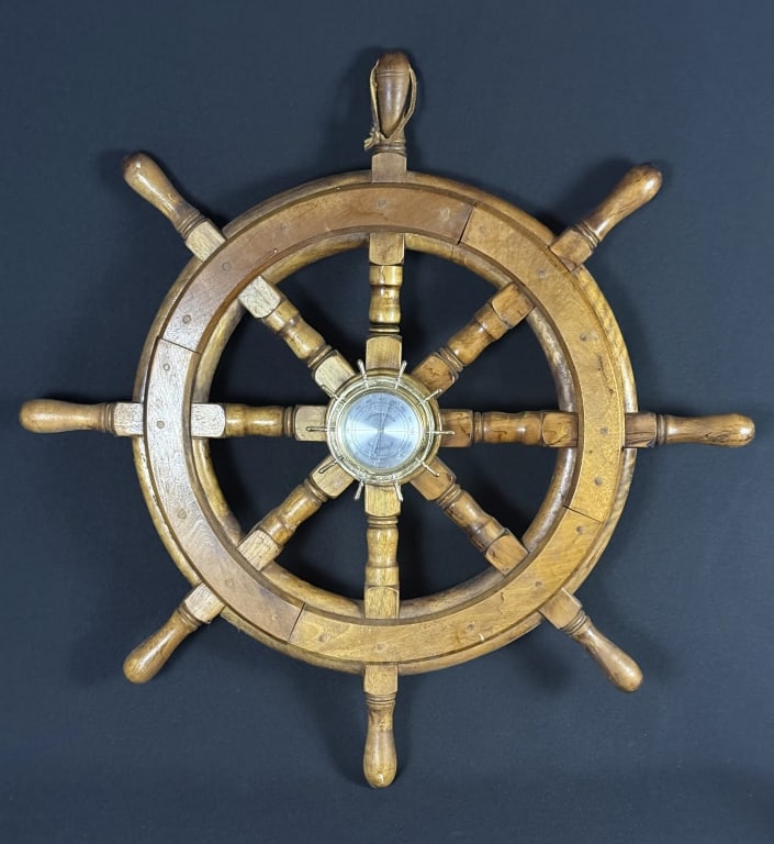 Vintage Springfield Wooden Ships Wheel Thermometer 26 inches across. See photos for condition (1 of 6)