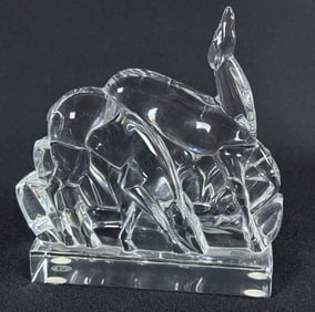 Baccarat France Art Deco Gazelle Deer Sculpture 5 x 6 x 2 inches. No damage.